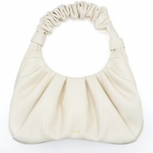 JW Pei Women’s Bag Clean Girl Luxe Gabbi Cream Mini Ruched Faux Leather Small